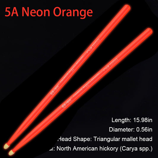 Fluorescent Glow in The Dark Drumsticks - 5A/7A Professional Light Up Drum Sticks for Electronic Drum Set & Live Performance