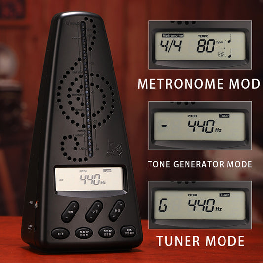 Metronome Tuner Tone Generator - Digital: 40-208 BPM, 12-TET, A4 435-445Hz Adjustable
