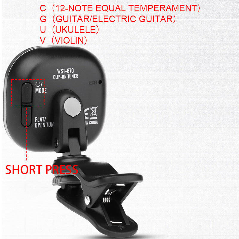 Professional Chromatic Tunic Tuner - High Accuracy ±0.1 Cent, Rechargeable, Large Color Display for Guitar, Violin, Ukulele, Bass