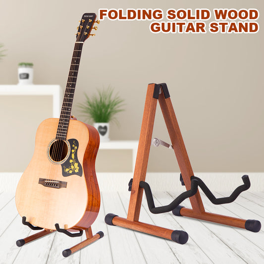 Solid Wood Guitar Stand for Acoustic, Classical, Electric, Violin & Ukulele | Universal Display Holder